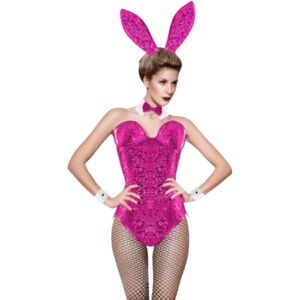 Women’s Bunny/Cat Costume Bodysuit With Ear Headband